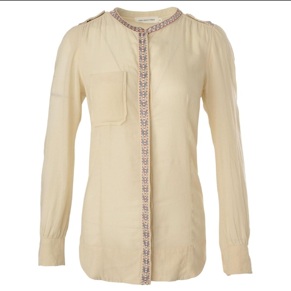 Isabel Marant Beige Button Down Embroidered Shirt